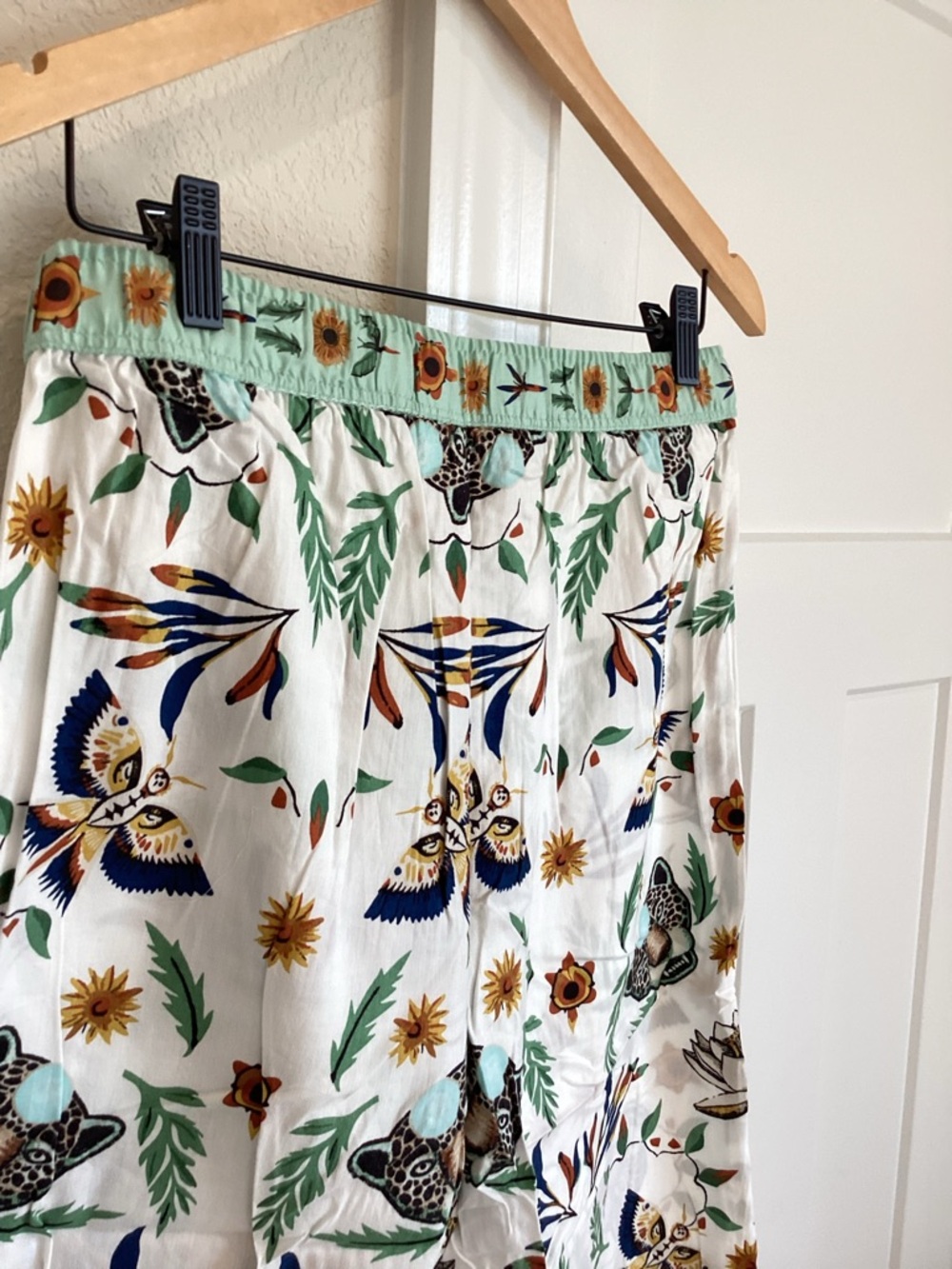 🐆Anthropologie Flannel Pajama Pants LyreBird Cloud New Small Floral Leopard - Picture 11 of 14
